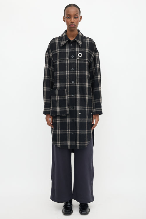 Tibi Wool Plaid Oversized Shirt Jacket