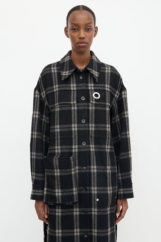 Tibi Wool Plaid Oversized Shirt Jacket