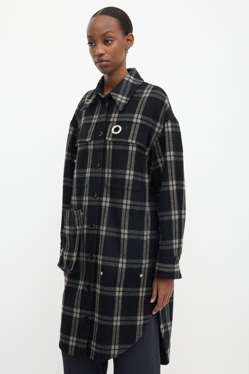 Tibi Wool Plaid Oversized Shirt Jacket