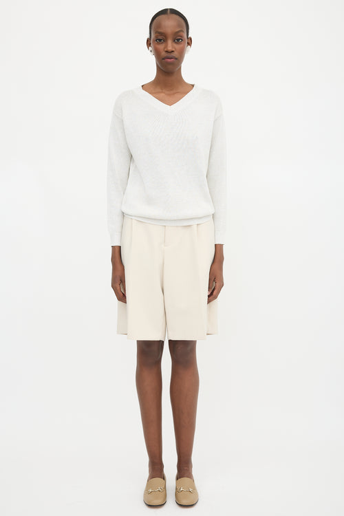 Brunello Cucinelli Metallic V-Neck Sweater