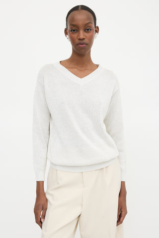 Brunello Cucinelli Metallic V-Neck Sweater