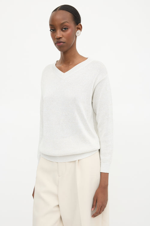 Brunello Cucinelli Metallic V-Neck Sweater