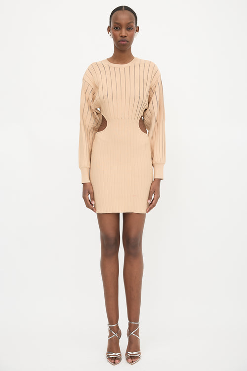 Hervé Léger Ribbed Cut Out Bandage Dress