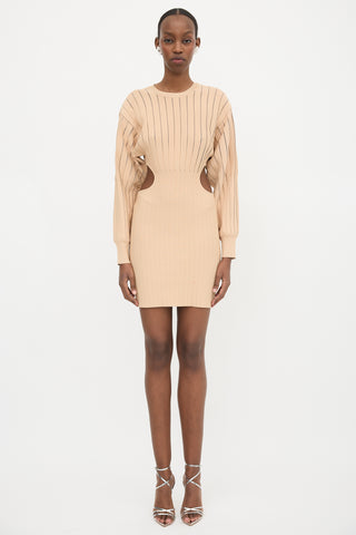 Hervé Léger Ribbed Cut Out Bandage Dress