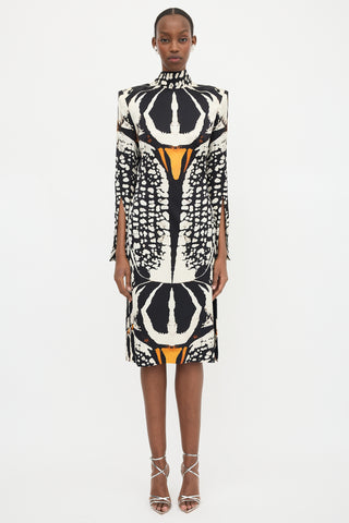 McQueen FW 2018 Silk Satin Printed Dress