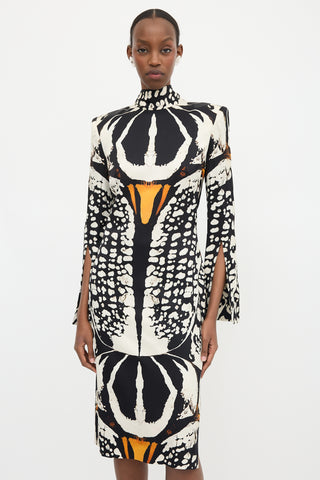 McQueen FW 2018 Silk Satin Printed Dress