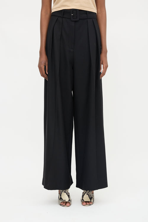 Brandon Maxwell Wool Twill Wide Leg Trouser