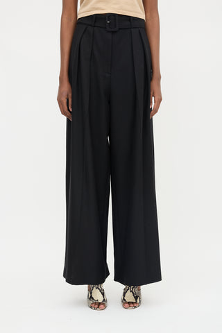 Brandon Maxwell Wool Twill Wide Leg Trouser