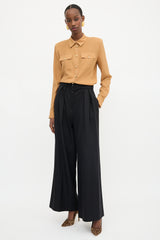 Brandon Maxwell Wool Twill Wide Leg Trouser