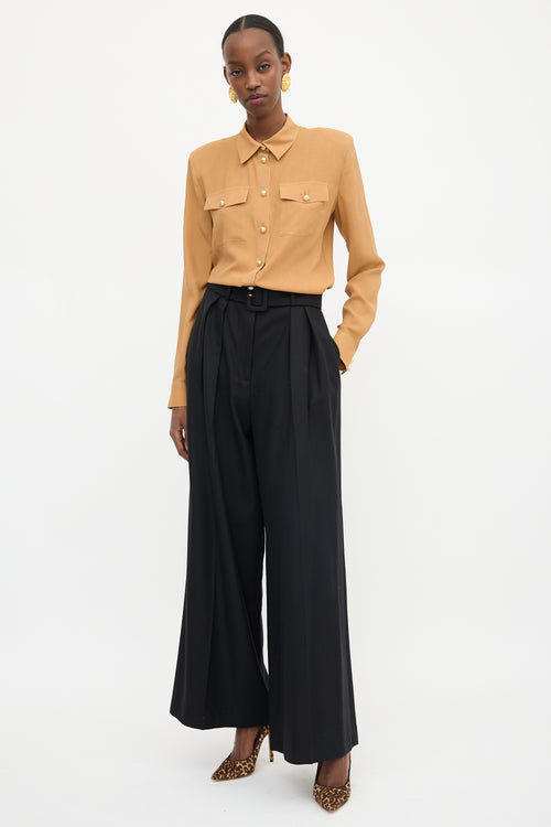 Brandon Maxwell Wool Twill Wide Leg Trouser