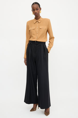 Brandon Maxwell Wool Twill Wide Leg Trouser