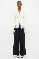 Balmain Knit Tweed Fringe Jacket