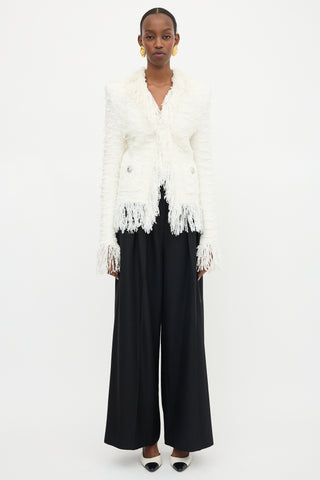 Balmain Knit Tweed Fringe Jacket