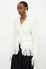 Balmain Knit Tweed Fringe Jacket