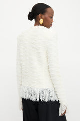 Balmain Knit Tweed Fringe Jacket