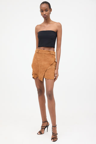 Balmain Suede Raw Hem Skirt