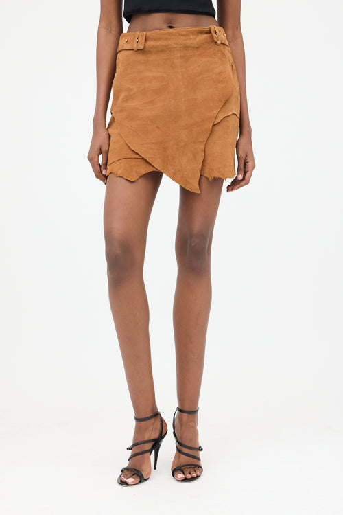 Balmain Suede Raw Hem Skirt