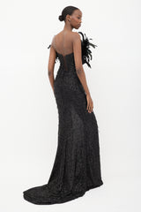 Albina Dyla Sequin & Feather Embellished Dress