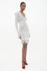 Balmain Tweed Knit Fringe Dress