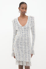 Balmain Tweed Knit Fringe Dress