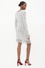Balmain Tweed Knit Fringe Dress