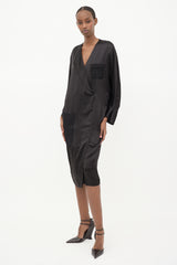 Acne Studios Satin & Jacquard Midi Dress