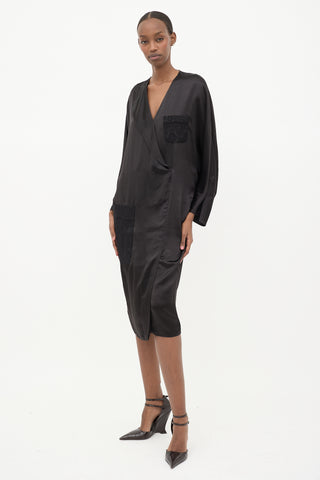Acne Studios Satin & Jacquard Midi Dress