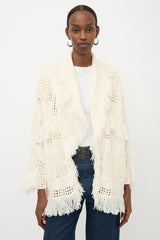 Alanui Wool Open Knit Belted Cardigan