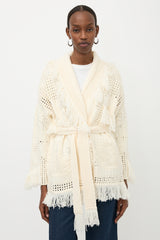 Alanui Wool Open Knit Belted Cardigan