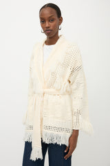 Alanui Wool Open Knit Belted Cardigan