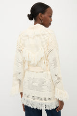 Alanui Wool Open Knit Belted Cardigan