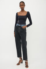 Celine Two Tone Tapered Leg Jeans
