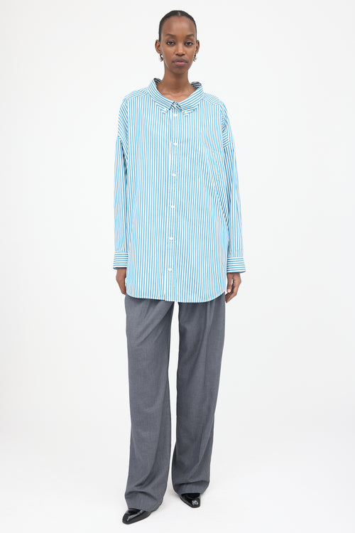 Balenciaga Oversized Striped Logo Shirt