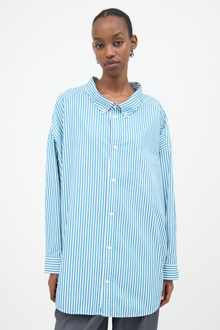 Balenciaga Oversized Striped Logo Shirt