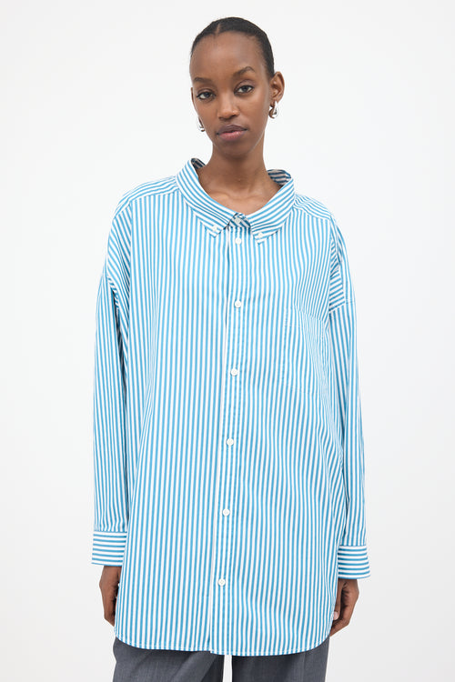 Balenciaga Oversized Striped Logo Shirt