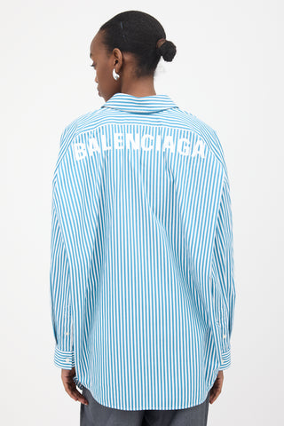 Balenciaga Oversized Striped Logo Shirt