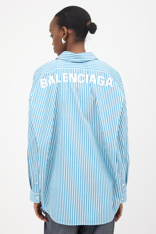 Balenciaga Oversized Striped Logo Shirt