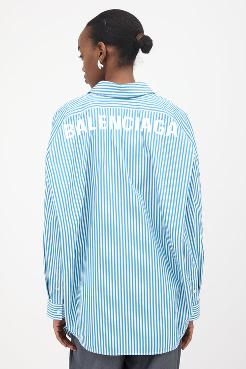 Balenciaga Oversized Striped Logo Shirt