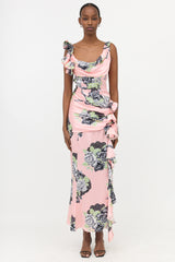 Alessandra Rich Silk Satin Floral Dress