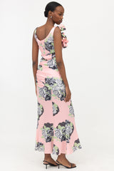Alessandra Rich Silk Satin Floral Dress