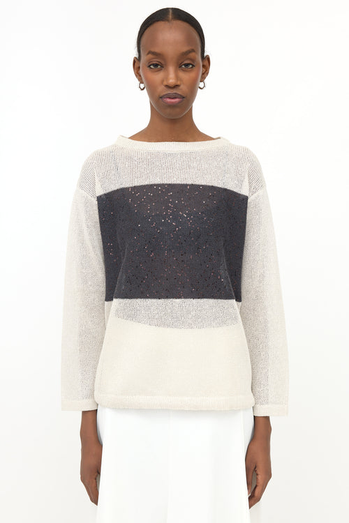 Brunello Cucinelli Linen & Silk Sequin Sweater