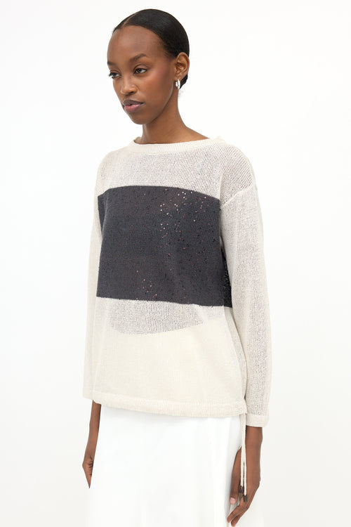 Brunello Cucinelli Linen & Silk Sequin Sweater