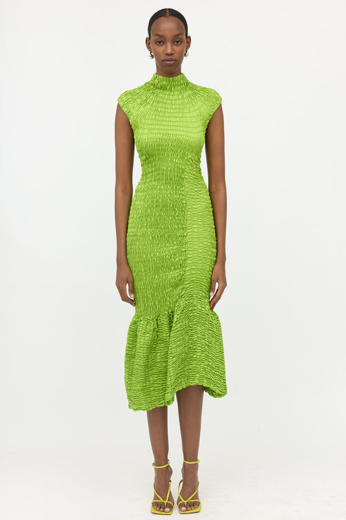 Dries Van Noten Taffeta Smocked Dory Dress