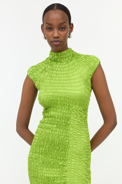 Dries Van Noten Taffeta Smocked Dory Dress