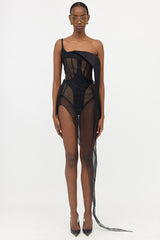 Mugler Asymmetrical Silk Dress