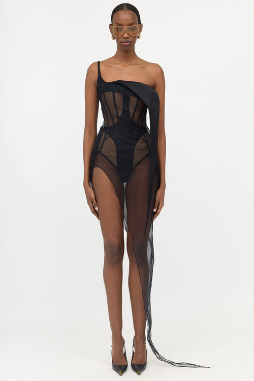 Mugler Asymmetrical Silk Dress
