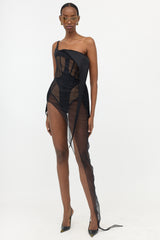 Mugler Asymmetrical Silk Dress