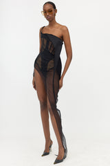 Mugler Asymmetrical Silk Dress