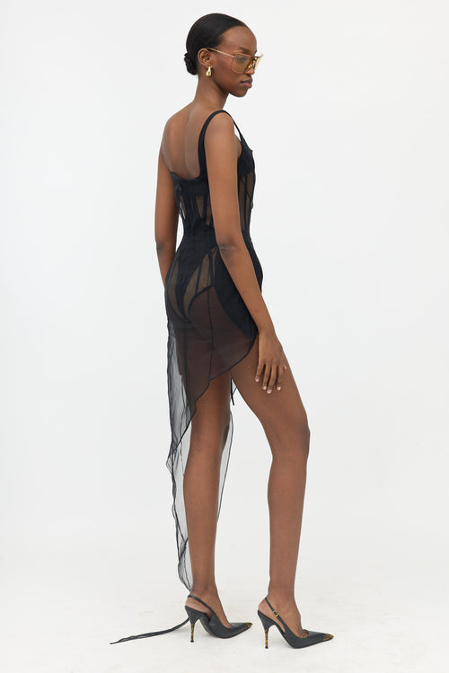 Mugler Asymmetrical Silk Dress