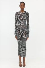 Mugler Mesh Printed Maxi Dress